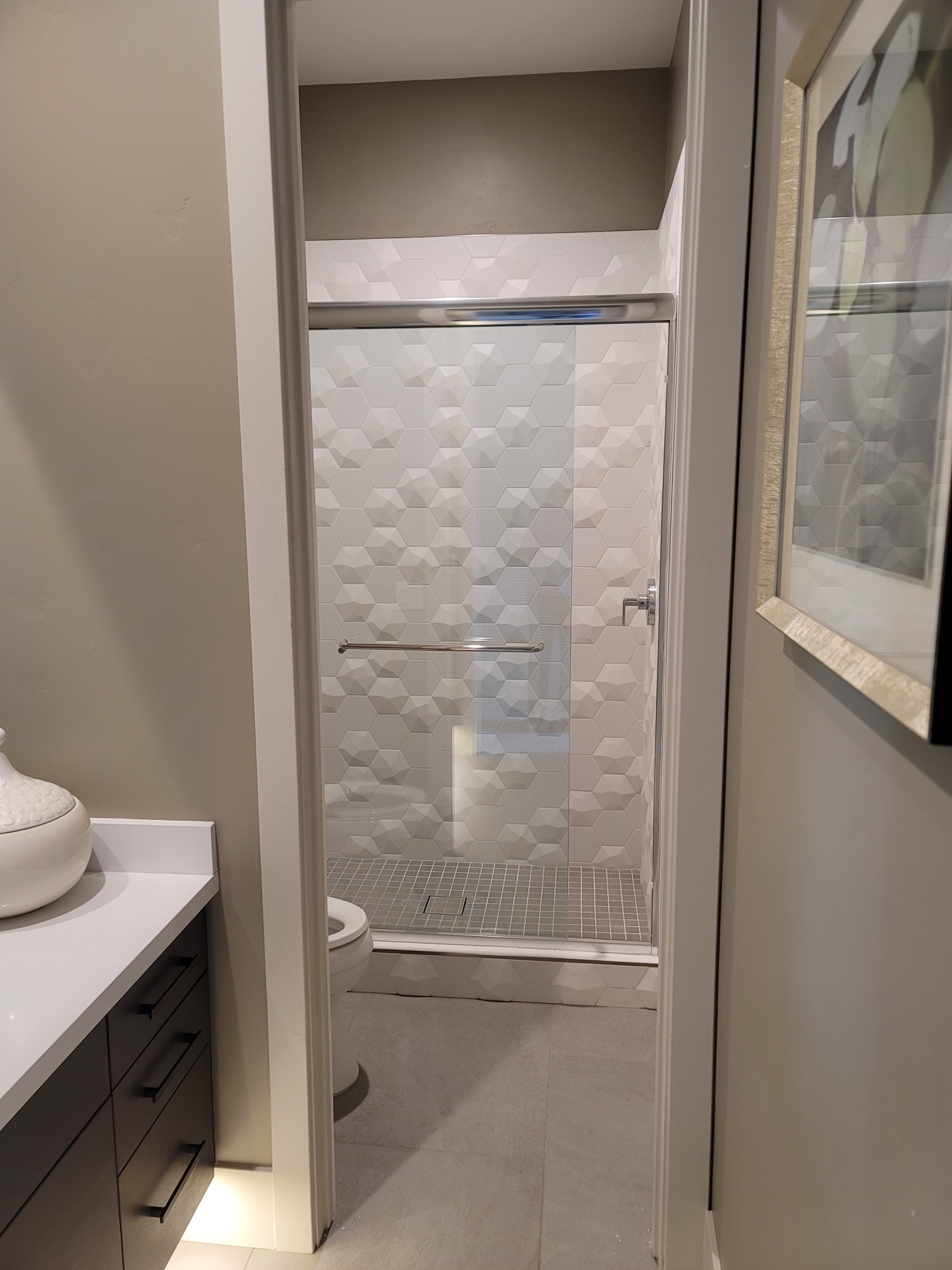 Modern office tile installation